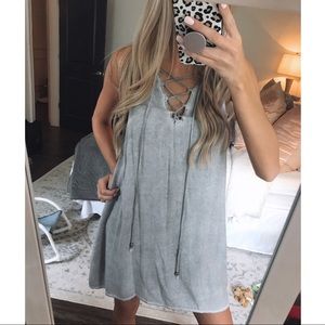 Grey lace up dress